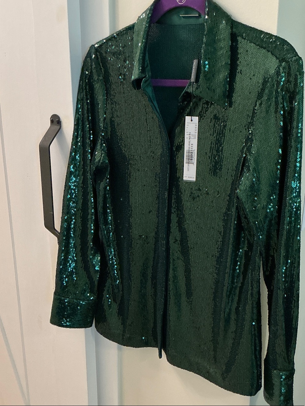 Elie Tahari Emerald Sequin Zip-Front Blazer